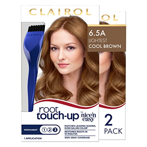 Clairol Root Touch-Up by Nice'n Easy Permanent Hair Dye, 6.5A Lightest Cool Brown Hair Color, Pack of 2