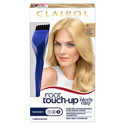 Clairol Root Touch-Up by Nice'n Easy Permanent Hair Dye, 10 Extra Light Blonde Hair Color, Pack of 2