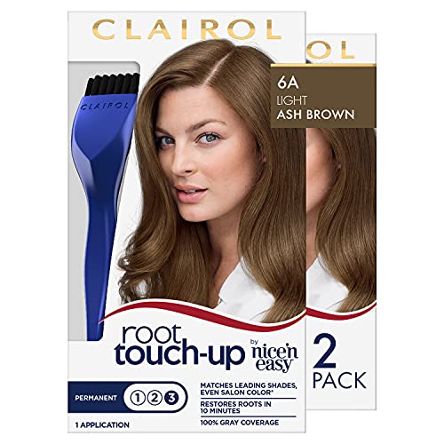 Clairol Root Touch-Up by Nice'n Easy Permanent Hair Dye, 6A Light Ash Brown Hair Color, Pack of 2