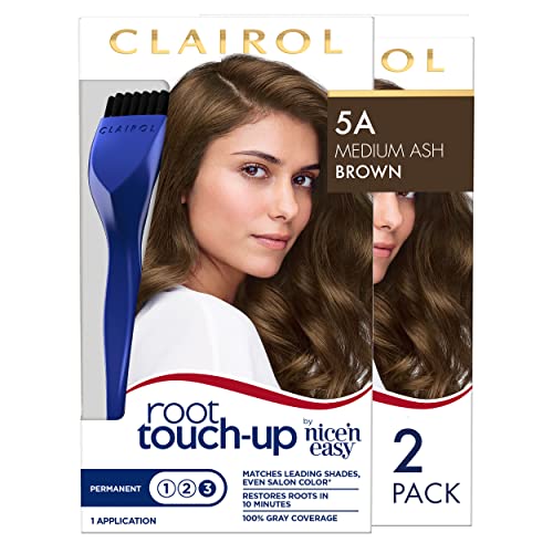 Clairol Root Touch-Up by Nice'n Easy Permanent Hair Dye, 5A Medium Ash Brown Hair Color, Pack of 2