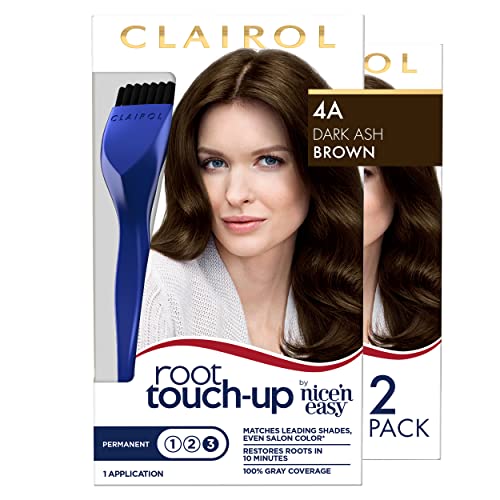 Clairol Root Touch-Up by Nice'n Easy Permanent Hair Dye, 4A Dark Ash Brown Hair Color, Pack of 2