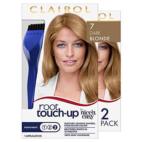 Clairol Root Touch-Up by Nice'n Easy Permanent Hair Dye, 7 Dark Blonde Hair Color, Pack of 2