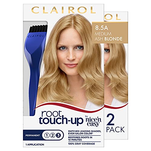 Clairol Root Touch-Up by Nice'n Easy Permanent Hair Dye, 8.5A Medium Ash Blonde Hair Color, Pack of 2