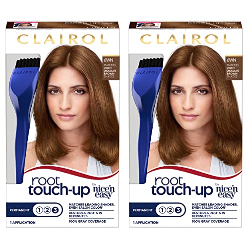 Clairol Root Touch-Up by Nice'n Easy Permanent Hair Dye, 6WN Light Chocolate Brown Hair Color, Pack of 2