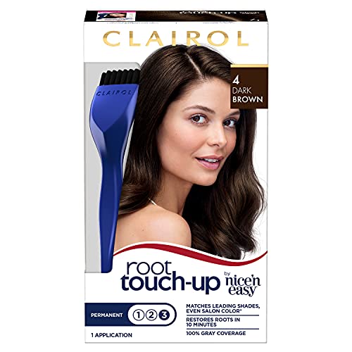 Clairol Root Touch-Up by Nice'n Easy Permanent Hair Dye, 4 Dark Brown Hair Color, Pack of 1