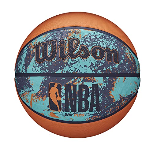 WILSON NBA DRV Plus Vibe Outdoor Basketball - Size 5-27.5", Blue/Orange