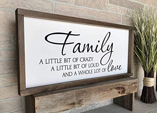 Farmhouse Handmade Framed Wooden Sign Family Crazy Loud Love