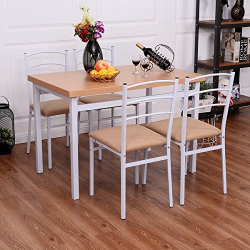 Costway 5 Piece Dining Set Table And 4 Chairs Home Kitchen Dining Breakfast Furniture