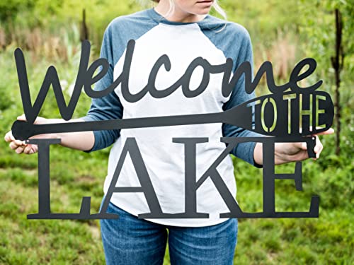 Welcome to the Lake Sign | Lake House Decor | Lakehouse Wall Art | Paddle Welcome Sign | Canoe Paddle Art | Pond Coastal Metal Beach Decor