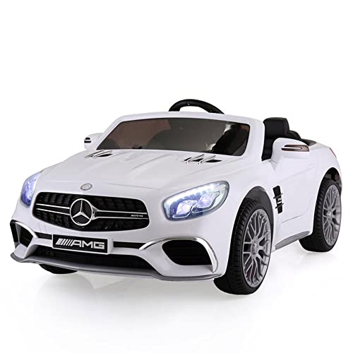 12V 7AH  Mercedes Benz Kids Car Electric Ride On Car Motorized Vehicle with Remote Control 2x35W Powerful Engine, LED Lights, MP3 Player/USB Port/TF Interface, White