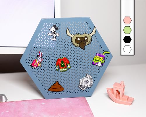 Enamel Pin Board Display for Pin Collectors (Hexagon) - Wall Mount Enamel Pin Display/Pin Holder for your Pin Collection (Various Colors) (Blue)