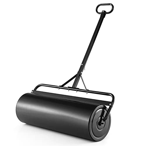 COSTWAY Lawn Roller Push/Tow Behind a Tractor Sod Drum Roller for Garden Yard Park Farm (Black)