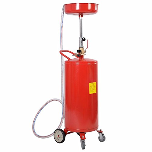 COSTWAY 20 Gallon Waste Oil Drain Capacity Tank Air Operate Drainer Portable Wheel Hose Standard Shop Air Pressure Quickly Empty Used Fluids from The Storage Tank