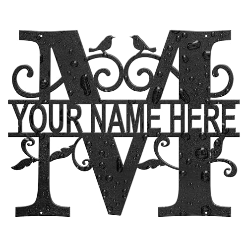 Custom Metal Signs Metal Name Sign Metal Wall Art Split Letter Monogram Wall Decor Metal Wall Art Last Name Sign Family Name Sign Personalized Wedding Gift Fire Pit Sign Outdoor Decor Cabin Sign - M