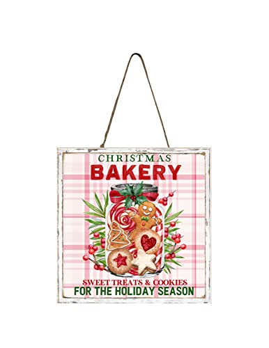 Christmas Bakery Pink Christmas Ornament Wood Mini Sign 5" x 5"