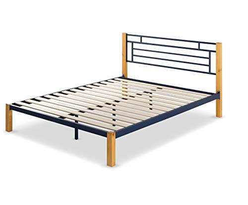 Zinus Taylan Metal and Wood Platform Bed / Mattress Foundation / Wood Slat Support, King