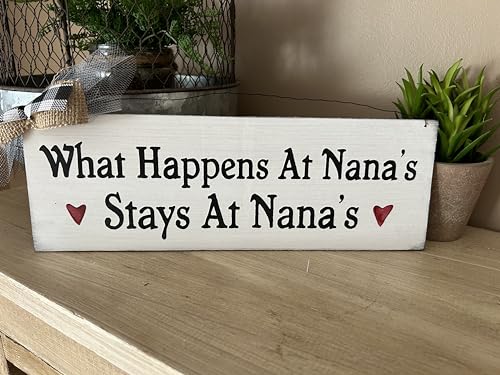 What happens at Nana's stays Christmas gift from grandkids painted sign