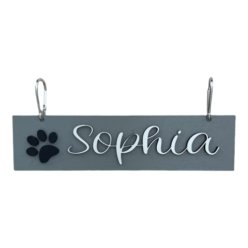 DOG Sign Kennel Custom Name Cat Puppy Kitten Bed 12x3 Wood Hanger Paw Personalize Gift Home (Medium, large)