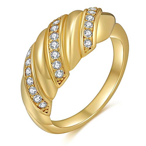 COSTWAY Croissant Ring for Women, 14k Gold Plated Trendy Thick Ring for women Size 8