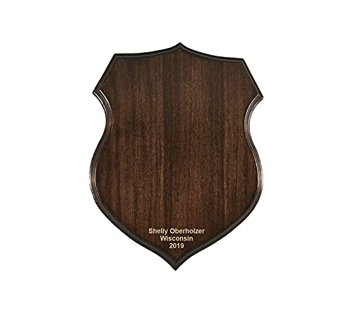 Shield Antler Taxidermy Plaque- Engraved Hardwood