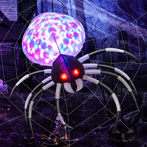 COSTWAY Halloween Inflatable Spider with Multi-Color Lights & Built-in Blower