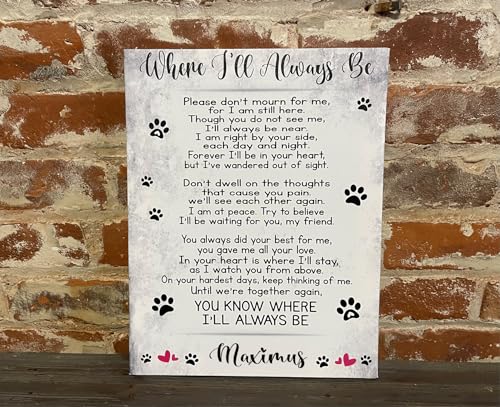 Dog Memorial Personalized Canvas, Remembering A Man's Best Friend, Personalize With Pet Name, Rainbow Bridge, Loss of Puppy