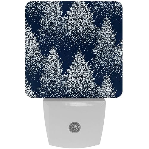 2 Pack Plug-in Nightlight LED Night Light Fir and Pine Trees in The Snow, Dusk-to-Dawn Sensor for Kid's Room Bathroom, Nursery, Kitchen, Hallway