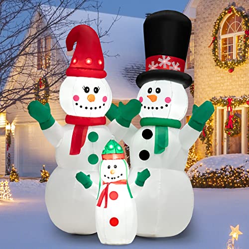 COSTWAY 6FT Inflatable Christmas Snowman Decoration w/LEDs & Air Blower