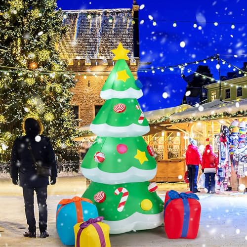 COSTWAY 6 FT Inflatable Christmas Tree w/Gift Boxes LED Bulbs Blow Up Yard Decoration