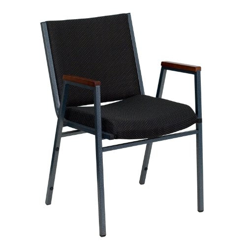 Flash Furniture HERCULES Series Heavy Duty Black Dot Fabric Stack Chair with Arms and Ganging Bracket