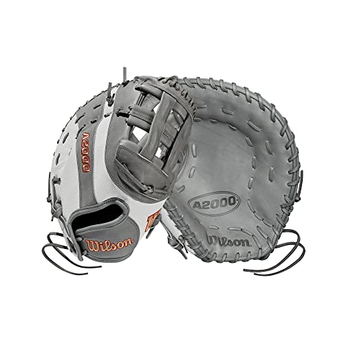 Wilson 2021 A2000 SP1BSS 12.5" First Base Fastpitch Mitt - Right Hand Throw, Grey/White