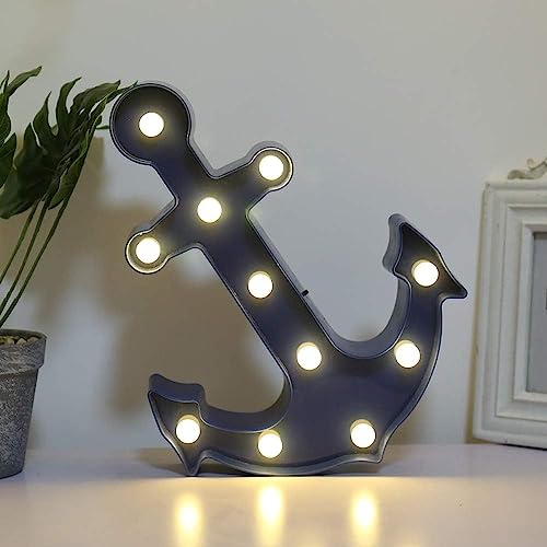 Marquee Sign Lights, LED Marquee Letter Lights Sign Marquee Night Light for Kids Room Lamp Battery Operated (Anchor)