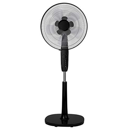 COSTWAY Pedestal Fan, 16-Inch Oscillating Stand Fan with 3 Wind Speeds, Double Blades, Height Adjustable, Whisper Quiet Standing Fan for Home and Office (Black)