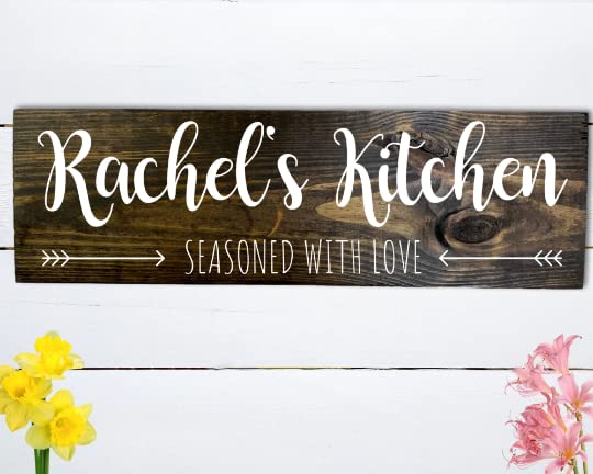 Personalized Kitchen Sign, Custom Kitchen Sign, Wood Sign for Kitchen, Kitchen Wall Decor, Housewarming Gift, Mothers Day Gift, Gifts for Mom, Custom Mom Gift (Brown)