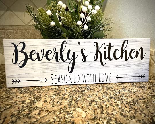 Personalized Kitchen Sign, Custom Kitchen Sign, Wood Sign for Kitchen, Kitchen Wall Decor, Housewarming Gift, Mothers Day Gift, Gifts for Mom, Custom Mom Gift (White)