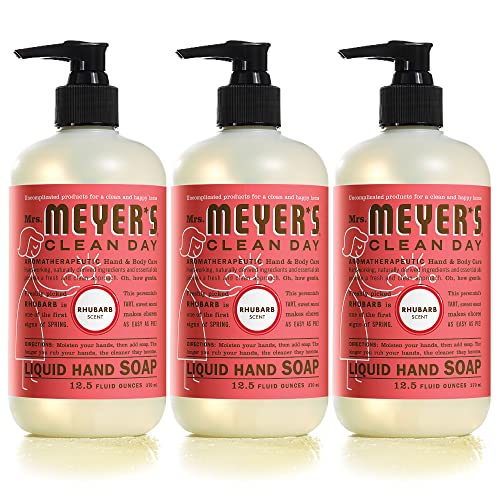 Mrs. Meyer's Clean Day Hand Soap, Rhubarb, Made with Essential Oils, 12.5 oz - Pack of 3