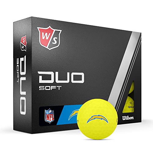 WILSON Staff 2023 Duo Soft NFL Golf Balls - 12 Balls, Yellow, Los Angeles Chargers