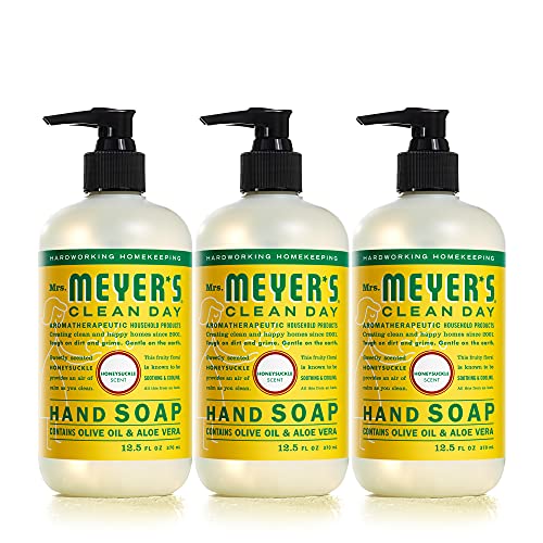 MRS. MEYER'S CLEAN DAY Hand Soap, Honeysuckle, Made with Essential Oils, 12.5 oz - Pack of 3