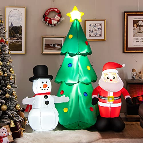 COSTWAY 6 FT Christmas Inflatables Giant Santa Claus Snowman Xmas Tree Combo Decoration