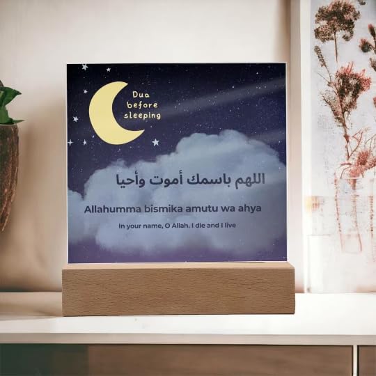 Square Acrylic Plaque Night Light for Kids - Dua Before Sleeping - Bedtime Prayer Night Light - Gift for Kids Room (Square Acrylic Plaque - No Light)