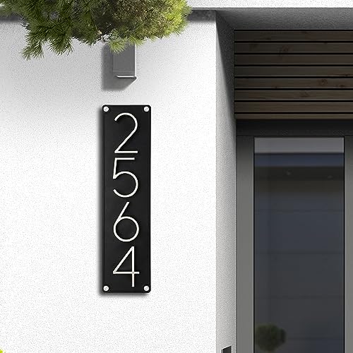 Custom House Number Sign for Outside, Personalised Horizontal or Vertical Home Address Sign for House, 5 Inch Silver Metal Large Number Handmade Address Plaque