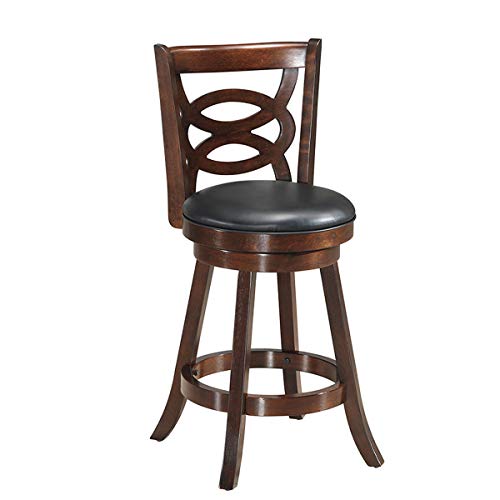 COSTWAY Bar Stools, Counter Height Dining Chair, Fabric Upholstered 360 Degree Swivel, PVC Cushioned Seat, Perfect for Dining and Living Room (Height 24")