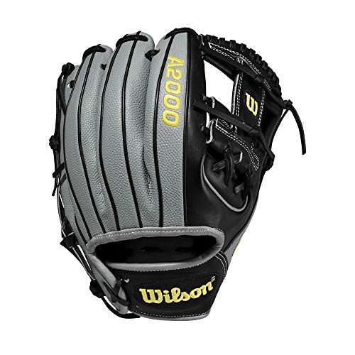 Wilson A2000 11.5-Inch SuperSkin Baseball Glove, Black/Grey, Left (Right Hand Throw)