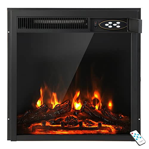 COSTWAY 22.5-Inch Electric Fireplace Insert, 5100 BTU Recessed and Freestanding Fireplace Heater with Remote Control, 7-Level Flame, Overheat Protection for Living Room Bedroom Office, 750W/1500W