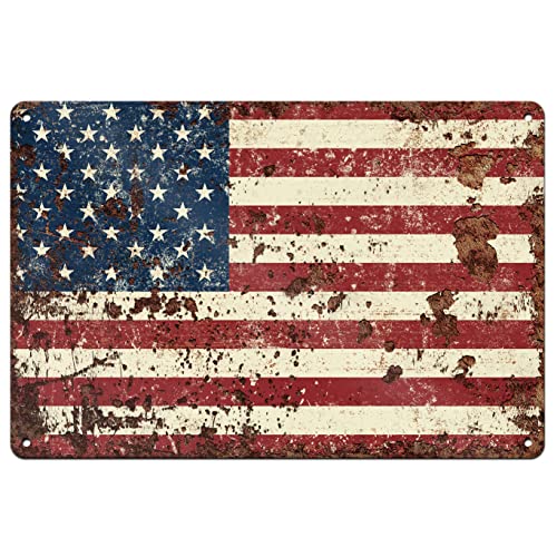 Rustic American Flag Metal Sign Decoration