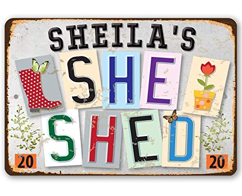 She Shed Sign - Personalized - She Shed - Metal Sign - Indoor/Outdoor Shed Art - She Shed Decor Gift, Birthday Gifts for Women, Metal Shed Signs, She Shed Decoration