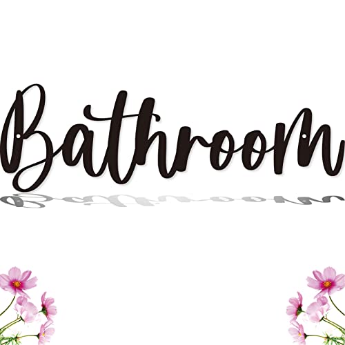 Bathroom Decor Bathroom Metal Sign Plaque Wall Arts Decorations Cutout Farmhouse Sign For Bathroom Dressing Room(Black)