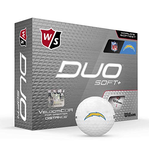 WILSON Duo Soft+ NFL Golf Balls (1 Dozen)-Los Angeles Chargers,White