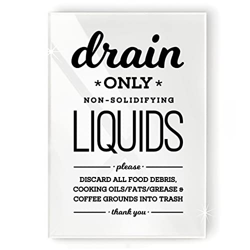 4x6 Inch Drain Only Non-Solidifying Liquids Designer Sign ~ Ready to Stick, Lean or Frame