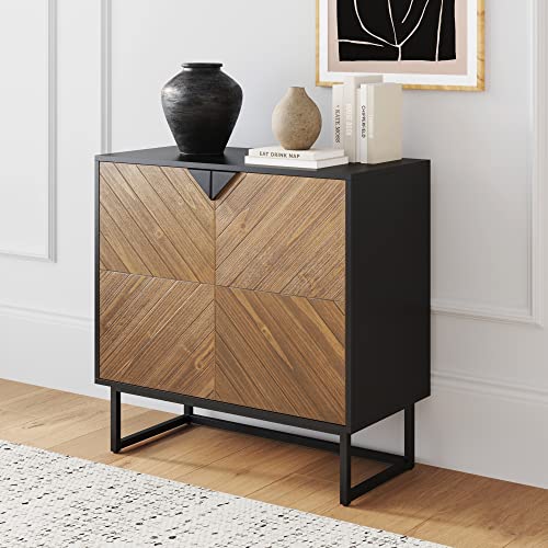 Nathan James Modern Storage, Buffet, Sideboard, Free Standing Accent Cabinet for Hallway, Entryway or Living Room, 1, Walnut Brown/Black